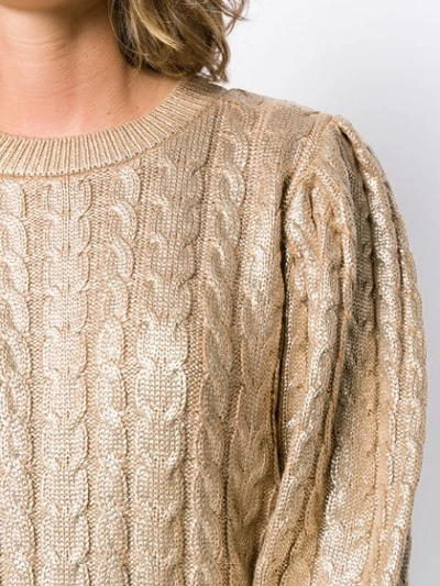 Shop Msgm Metallic Knitted Jumper In Gold