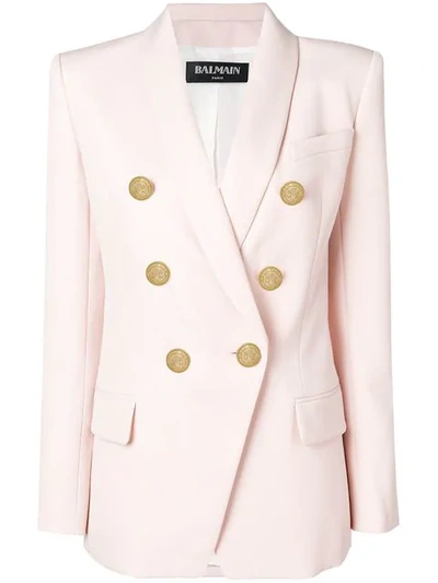 BALMAIN 经典双排扣西装夹克 - 粉色