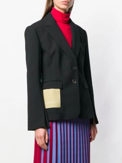 Shop Carven Contrast Pocket Blazer In Black