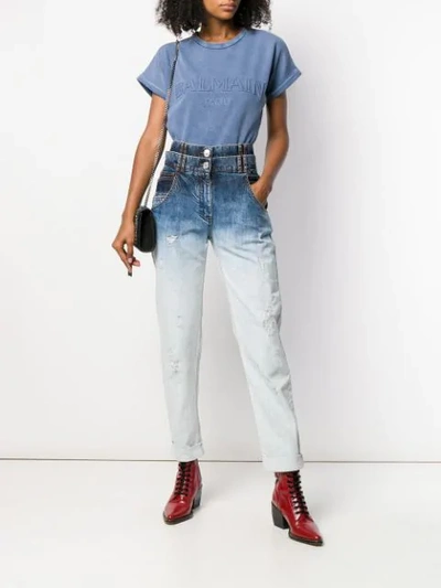 Shop Balmain Jeans Im Layering-look - Blau In Blue
