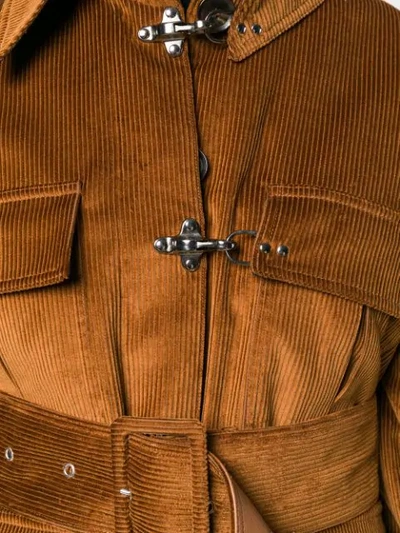 Shop Rokh Belted Velvet Cord Jacket - Brown