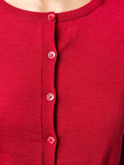 Shop Red Valentino Round Neck Cardigan In Red