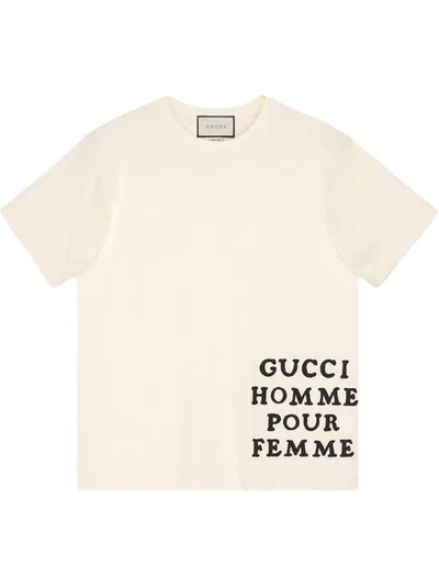 Shop Gucci Oversize Cotton T-shirt With Appliqué In White