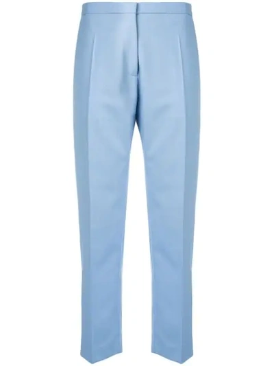 Shop Marni Cropped Tailored Trousers In Blue