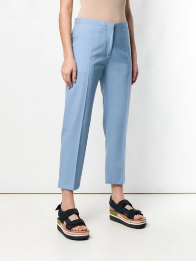 Shop Marni Cropped Tailored Trousers In Blue