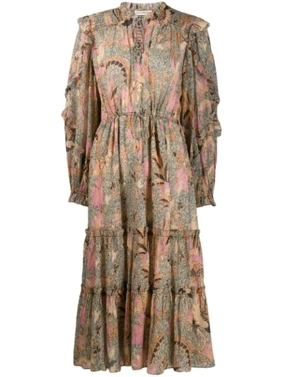 Shop Ulla Johnson Paisley Flared Dress In Green