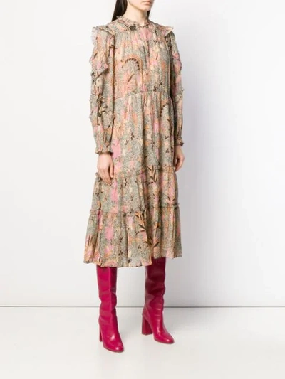 Shop Ulla Johnson Paisley Flared Dress In Green