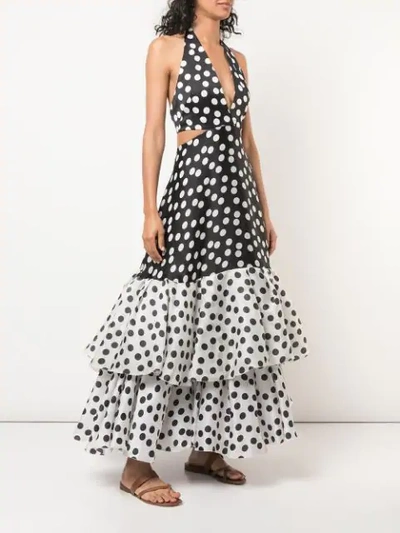 Shop Carolina Herrera Polka Dot Flare Dress In Black