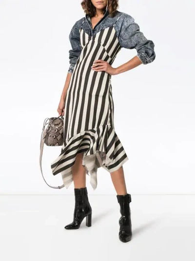 Shop Marques' Almeida Marques'almeida Striped Asymmetric Dress - Black