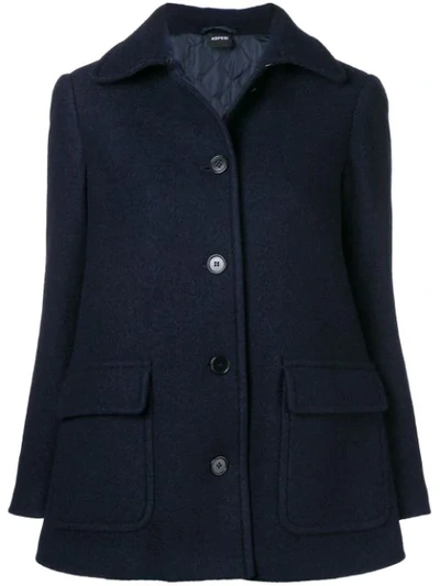 Shop Aspesi Short Single Breasted Coat - Blue