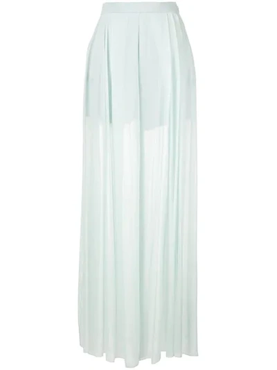 Shop Delpozo Sheer Wide Leg Trousers In Blue