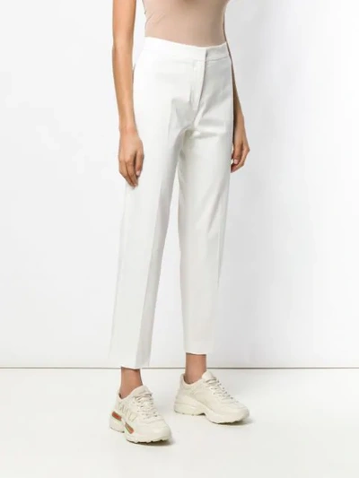 Shop Agnona Cropped Trousers In N01 White