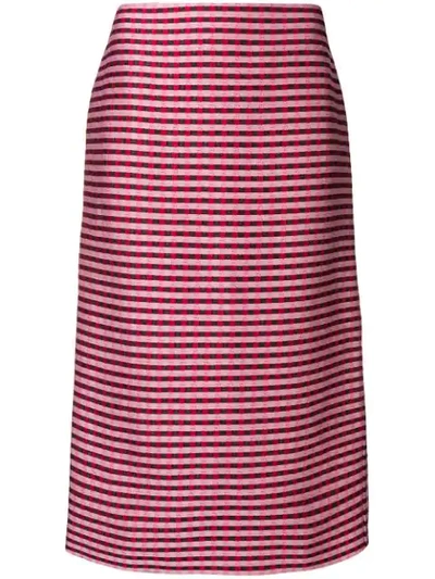 Shop Marni Checked Pencil Skirt In Pink