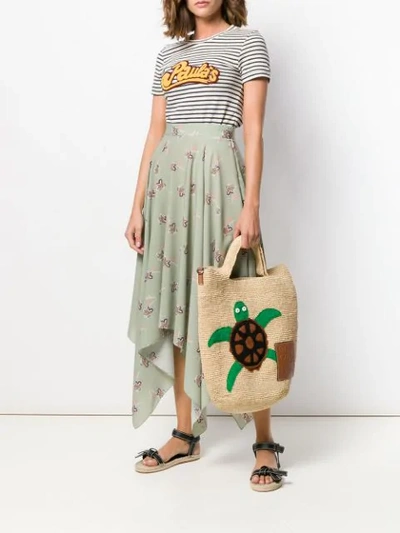 Shop Loewe Floral Asymmetric Skirt In Green