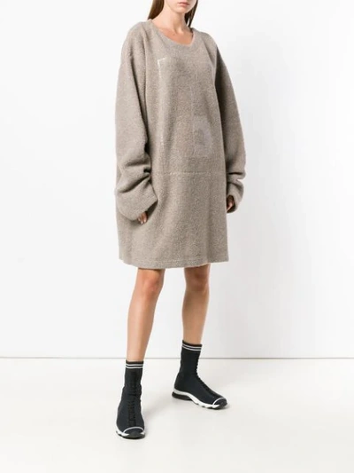 Shop Mm6 Maison Margiela Fleece Jumper Dress In Neutrals