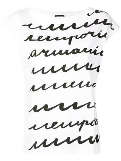 Shop Emporio Armani Logo Print T In White