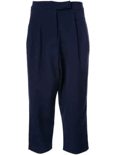 Shop Studio Nicholson Cropped Tapered Trousers In Blue