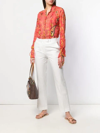 Shop Etro Straight Trousers In White