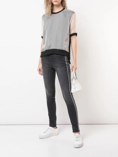 Shop Nicole Miller Side Stripe Jeans In Grey