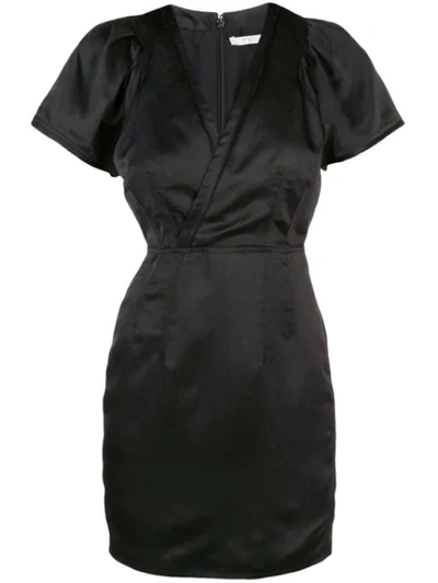 Shop Derek Lam 10 Crosby V-neck Satin Mini Dress In Black