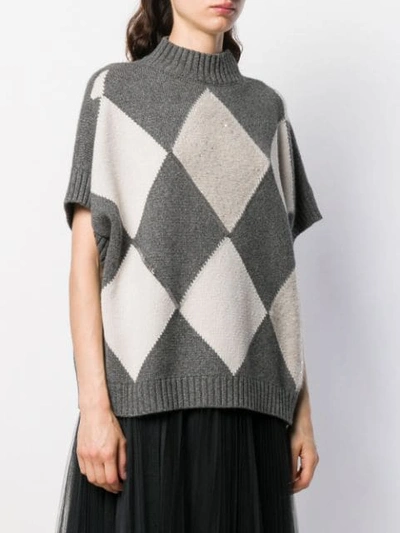 Shop Fabiana Filippi Short-sleeved Cashmere Jumper In Grey