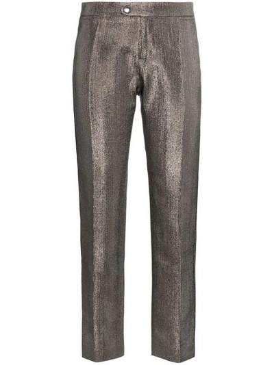 Shop Chloé Lame Metallic Cotton Blend Trousers