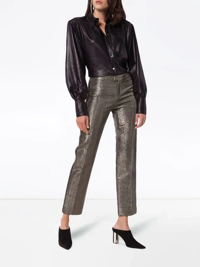 Shop Chloé Lame Metallic Cotton Blend Trousers