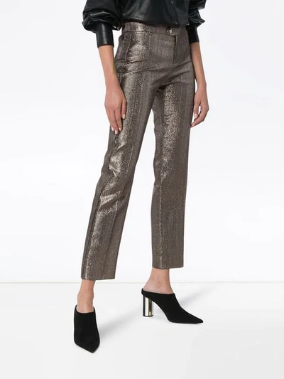 Shop Chloé Lame Metallic Cotton Blend Trousers