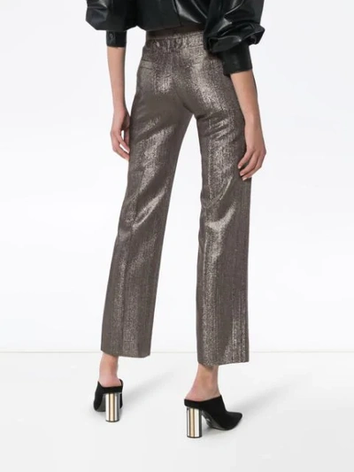 Shop Chloé Lame Metallic Cotton Blend Trousers