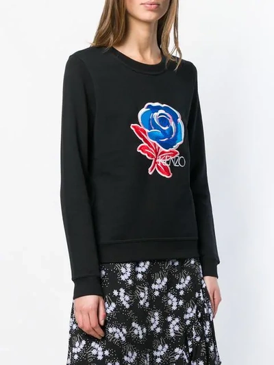 Shop Kenzo Rose Embroidered Sweatshirt In Black