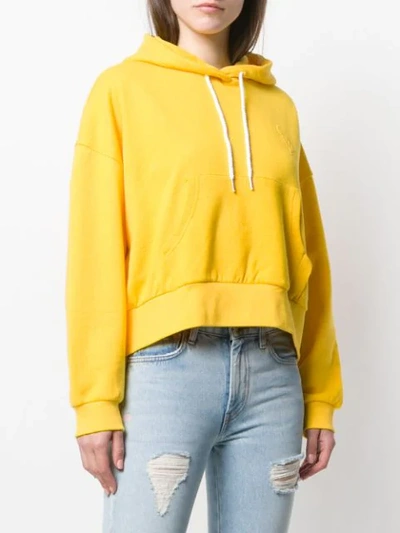 Shop Sjyp Cropped Hoodie In Yellow