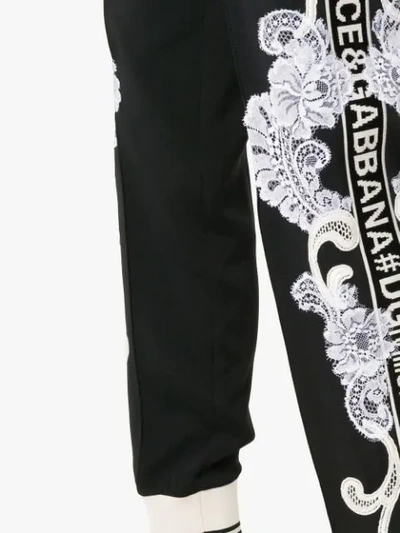 Shop Dolce & Gabbana Lace Embellished Track Pants In Black