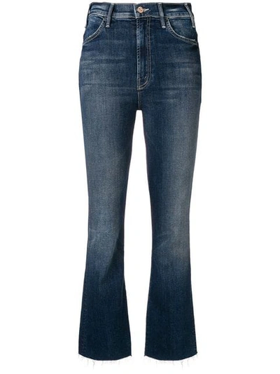 Shop Mother Frayed Bootcut Cropped Jeans In Blue