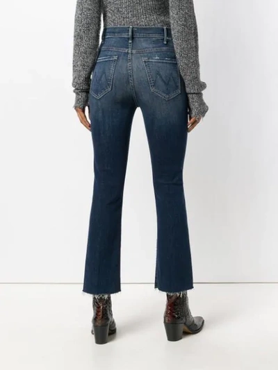 Shop Mother Frayed Bootcut Cropped Jeans In Blue