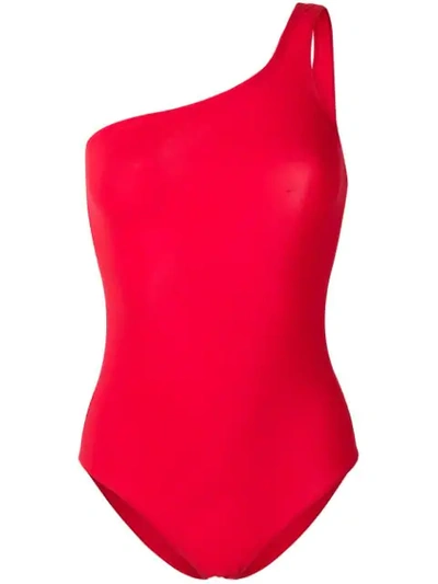 Shop Isabel Marant Étoile One Shoulder Swimsuit In Red
