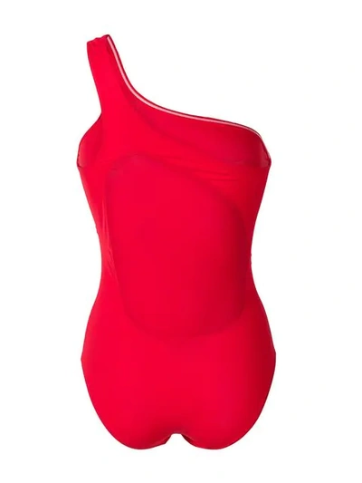 Shop Isabel Marant Étoile One Shoulder Swimsuit In Red