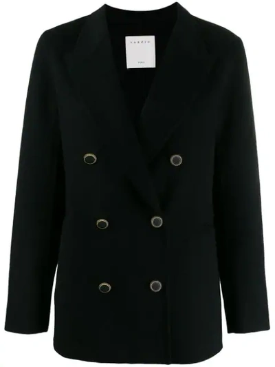 Shop Sandro Double-breasted Jacket In Black