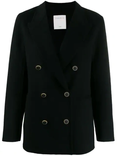 Shop Sandro Double-breasted Jacket In Black