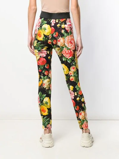 Shop Dolce & Gabbana Floral Leggings In Black
