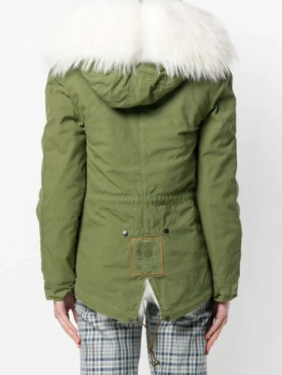 Shop Mr & Mrs Italy Fur Hood Short Parka Coat In Green