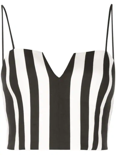 Shop Alice And Olivia Striped Print Cropped Top In Black