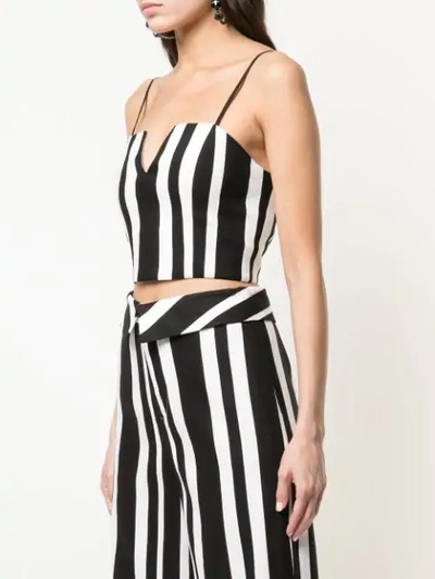 Shop Alice And Olivia Striped Print Cropped Top In Black