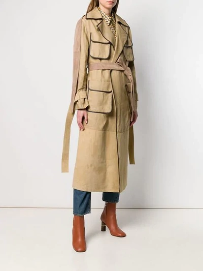 Shop Loewe Belted Trench Coat In Neutrals