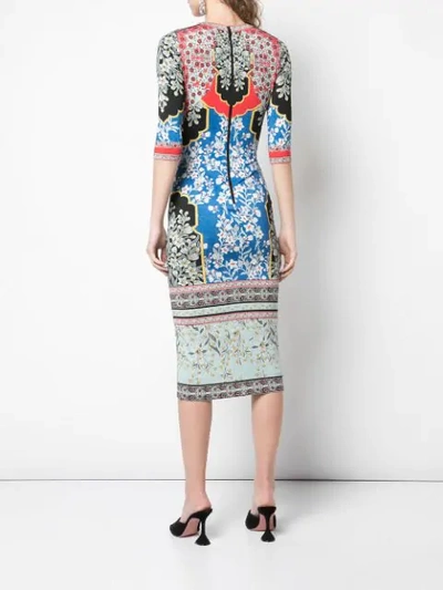 Shop Alice And Olivia Delora Fitted Midi Dress In Multicolour