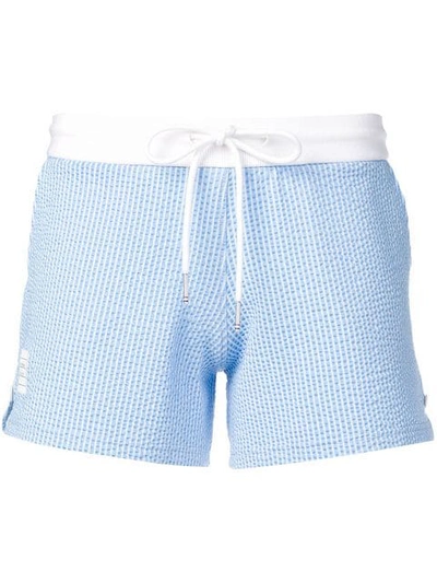 Shop Thom Browne Seersucker Shorts In Blue