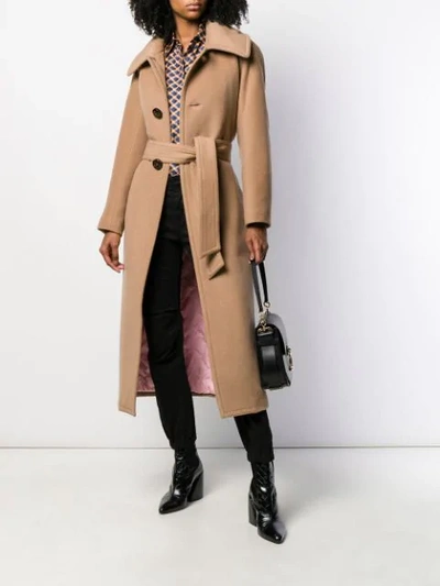 Shop Dsquared2 Single-breasted Midi Coat In Neutrals