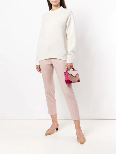 Shop Theory Cropped High Waisted Trousers In Pink