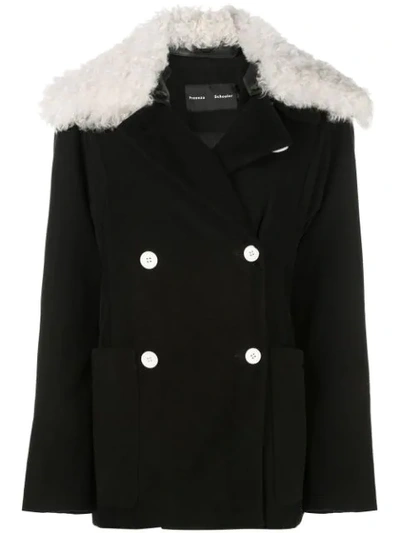 Shop Proenza Schouler Oversized Moleskin Jacket With Shearling Collar In Black