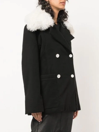 Shop Proenza Schouler Oversized Moleskin Jacket With Shearling Collar In Black