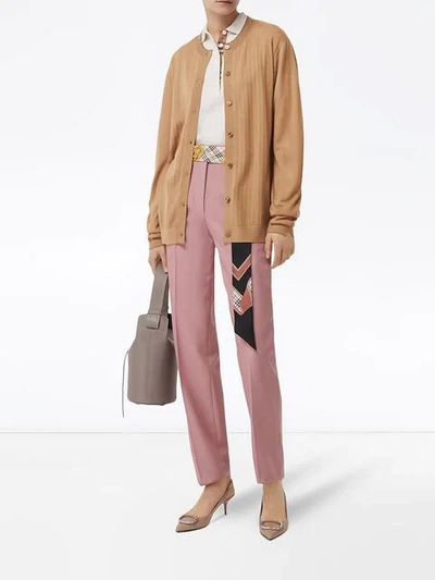 Shop Burberry Rib Knit Cashmere Cardigan In Camel